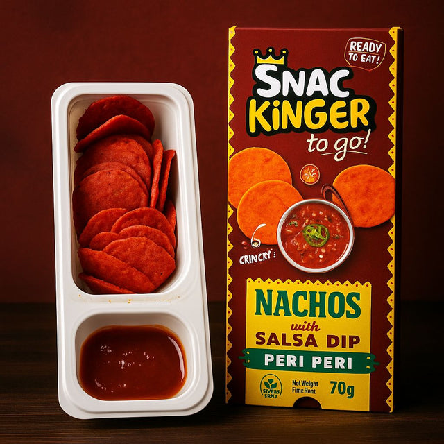 SnacKinger Red Peri Peri Nacho Snack To-Go – mit Salsa Dip, 20 x 70g